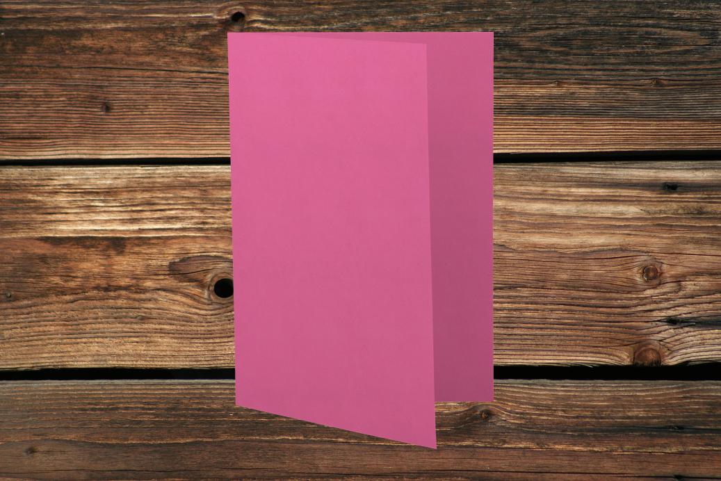 Klappkarten 105/210x150 mm hochdoppelt Knallrosa 230 g/qm